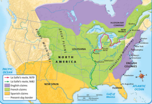 A map of the united states showing historic borders and present day borders. Content explained in more detail in this section.
