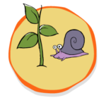 An image of a cartoon snail.