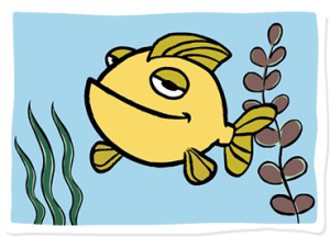 An image of a cartoon fish smiling